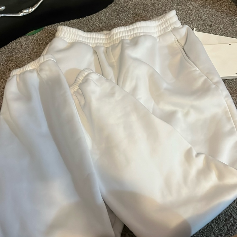 White Cuffed Sweatpants Size L